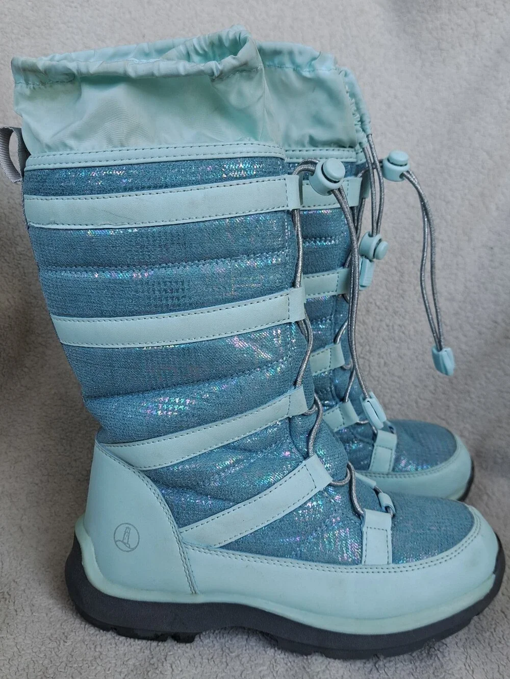 Lands' End Kids Light Blue Shimmer Snow Boots